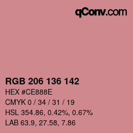 Color code: RGB 206 136 142 | qconv.com