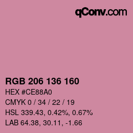 Color code: RGB 206 136 160 | qconv.com