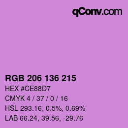 Color code: RGB 206 136 215 | qconv.com