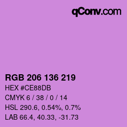 Color code: RGB 206 136 219 | qconv.com