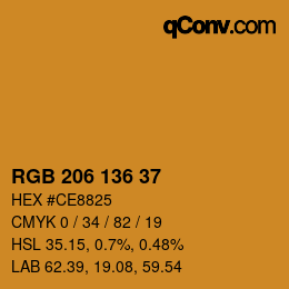Color code: RGB 206 136 37 | qconv.com