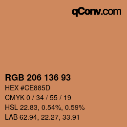 カラーコード: RGB 206 136 93 | qconv.com