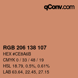 Color code: RGB 206 138 107 | qconv.com
