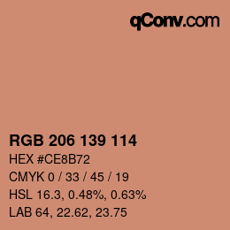 カラーコード: RGB 206 139 114 | qconv.com