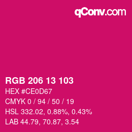 カラーコード: RGB 206 13 103 | qconv.com