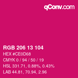 Color code: RGB 206 13 104 | qconv.com