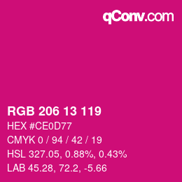 Color code: RGB 206 13 119 | qconv.com