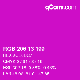 Color code: RGB 206 13 199 | qconv.com