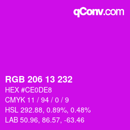 Color code: RGB 206 13 232 | qconv.com