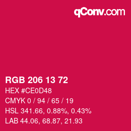 Color code: RGB 206 13 72 | qconv.com