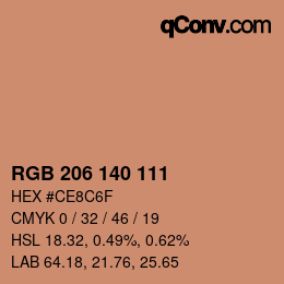 Color code: RGB 206 140 111 | qconv.com