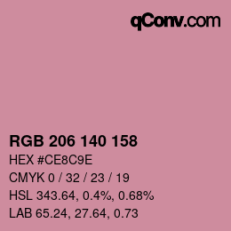 カラーコード: RGB 206 140 158 | qconv.com