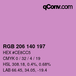 Color code: RGB 206 140 197 | qconv.com