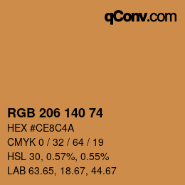 カラーコード: RGB 206 140 74 | qconv.com