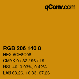 カラーコード: RGB 206 140 8 | qconv.com