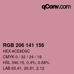 颜色代码: RGB 206 141 156 | qconv.com