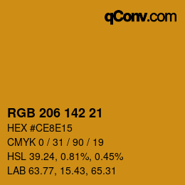 Color code: RGB 206 142 21 | qconv.com