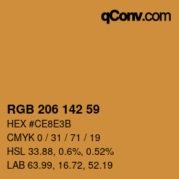 Color code: RGB 206 142 59 | qconv.com