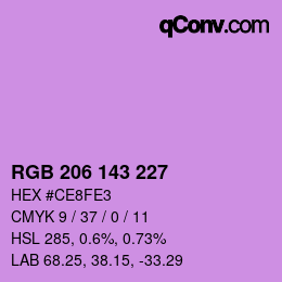 Color code: RGB 206 143 227 | qconv.com