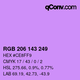 Color code: RGB 206 143 249 | qconv.com