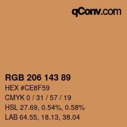 Color code: RGB 206 143 89 | qconv.com