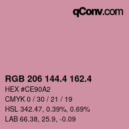 カラーコード: RGB 206 144.4 162.4 | qconv.com