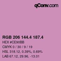 カラーコード: RGB 206 144.4 187.4 | qconv.com
