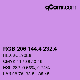 カラーコード: RGB 206 144.4 232.4 | qconv.com