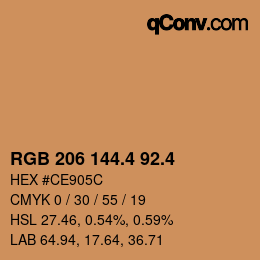カラーコード: RGB 206 144.4 92.4 | qconv.com