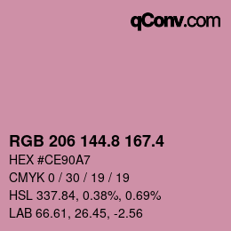 カラーコード: RGB 206 144.8 167.4 | qconv.com