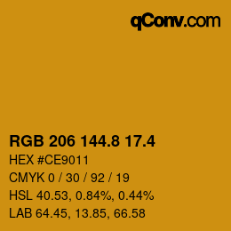 カラーコード: RGB 206 144.8 17.4 | qconv.com