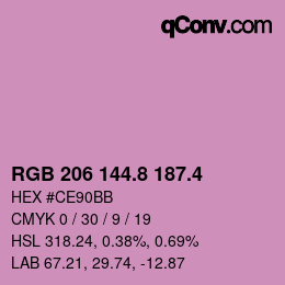 カラーコード: RGB 206 144.8 187.4 | qconv.com