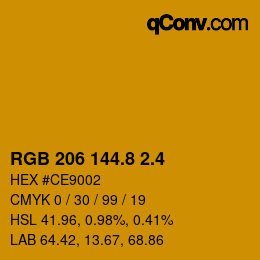 カラーコード: RGB 206 144.8 2.4 | qconv.com
