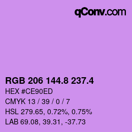 カラーコード: RGB 206 144.8 237.4 | qconv.com