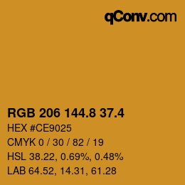 カラーコード: RGB 206 144.8 37.4 | qconv.com