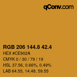 カラーコード: RGB 206 144.8 42.4 | qconv.com