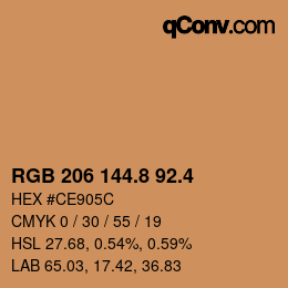 カラーコード: RGB 206 144.8 92.4 | qconv.com