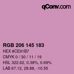 颜色代码: RGB 206 145 183 | qconv.com