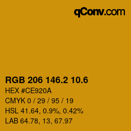 カラーコード: RGB 206 146.2 10.6 | qconv.com