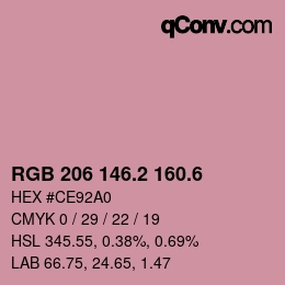 カラーコード: RGB 206 146.2 160.6 | qconv.com
