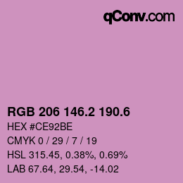 カラーコード: RGB 206 146.2 190.6 | qconv.com