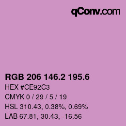カラーコード: RGB 206 146.2 195.6 | qconv.com