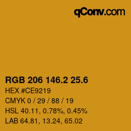 カラーコード: RGB 206 146.2 25.6 | qconv.com