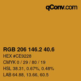 カラーコード: RGB 206 146.2 40.6 | qconv.com
