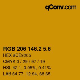 カラーコード: RGB 206 146.2 5.6 | qconv.com