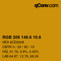 カラーコード: RGB 206 146.6 10.6 | qconv.com