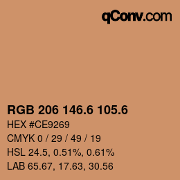 カラーコード: RGB 206 146.6 105.6 | qconv.com