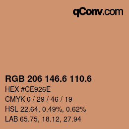 カラーコード: RGB 206 146.6 110.6 | qconv.com