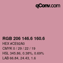カラーコード: RGB 206 146.6 160.6 | qconv.com