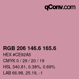 カラーコード: RGB 206 146.6 165.6 | qconv.com